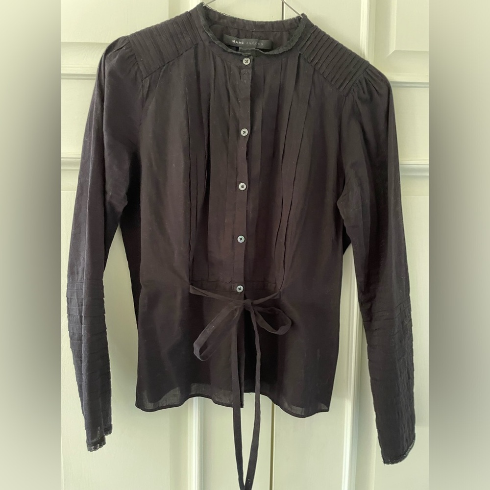 Marc Jacobs vintage black pleated blouse, size 4